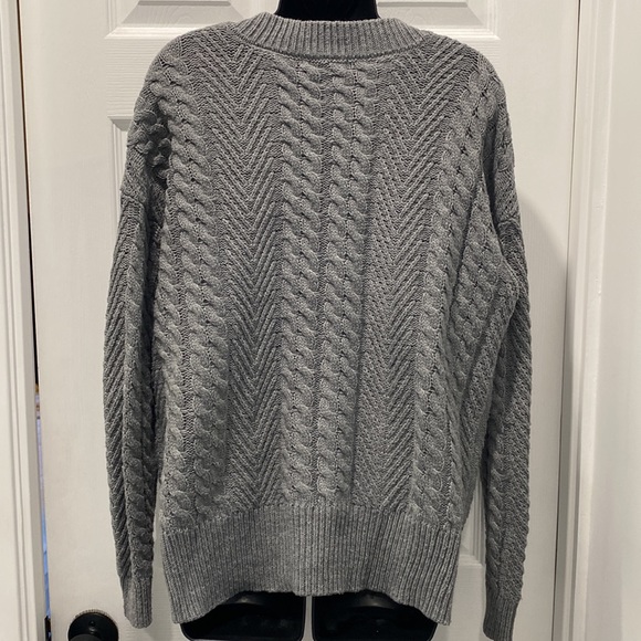 Elan Cable Knit Lace Up Detail Long Sleeve Sweater - Picture 6 of 12